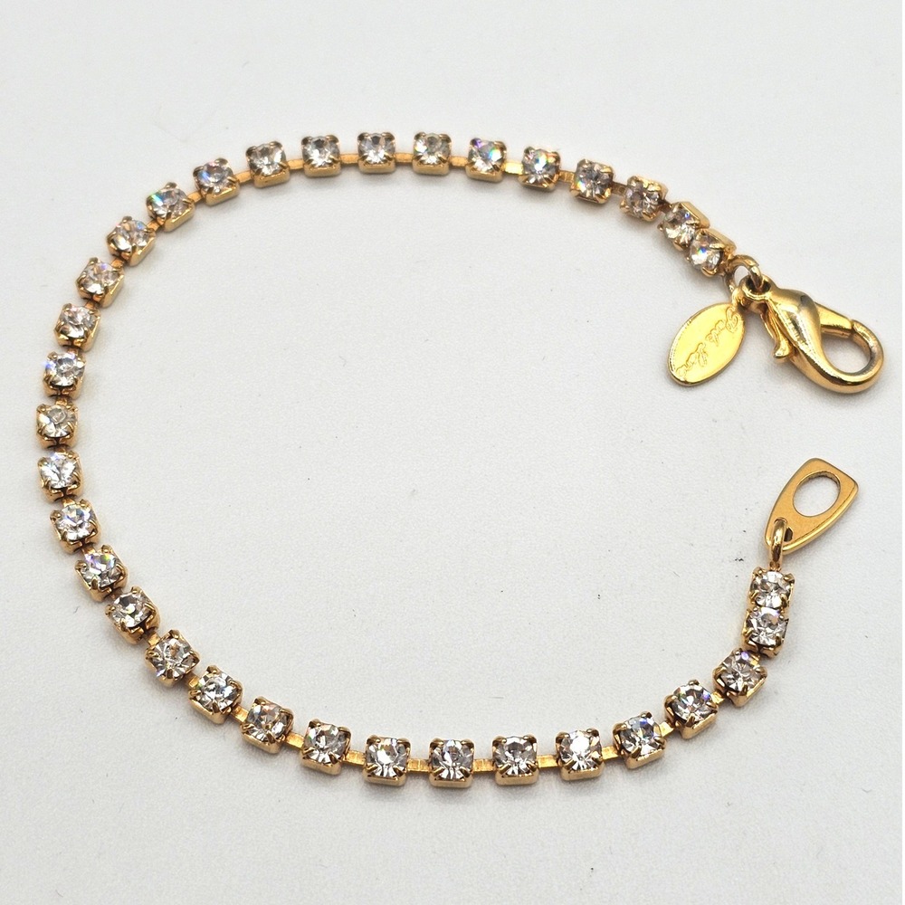 Park Lane Clear Rhinestone Tennis Bracelet Gold Tone Signed 7" Sparkle Classic